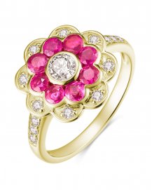 FLORAL STYLE RUBY DIAMOND RING (TR3521)
